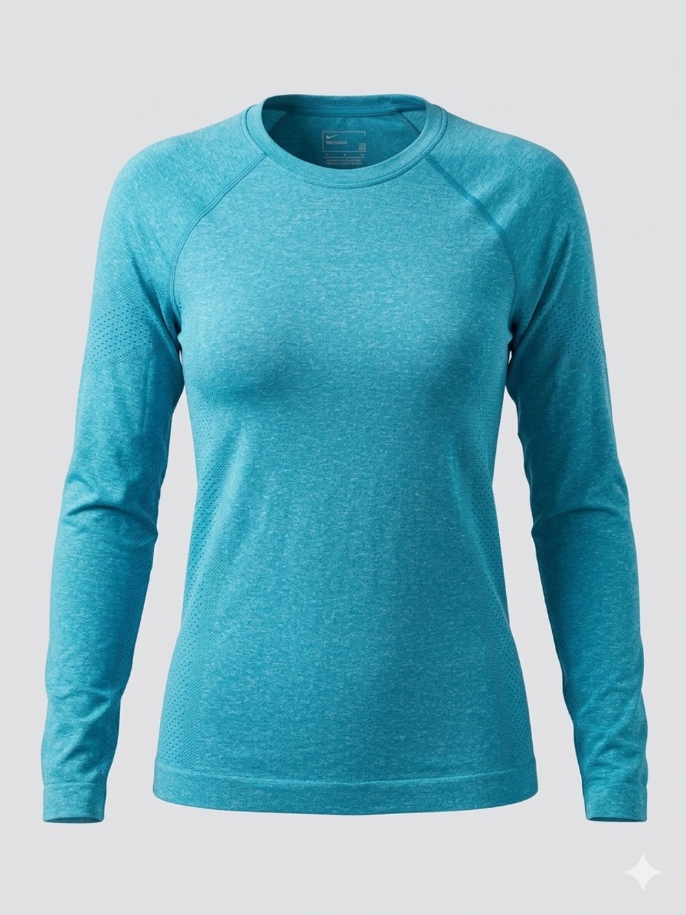 FIGS Women’s Seamless Long-Sleeve Crew in Teal - Picture 2 of 4
